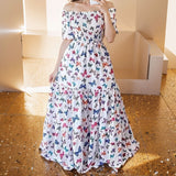 2025 Autumn New Women's Design Feel A Word Of Fashion Broken Flower Shoulder Dress Women 661 HZ1208