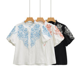 2025 Women's New Bubble Sleeve Embroidered Short-Sleeved Shirt 2595 HZ1208
