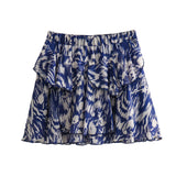 2025 Street Style Cascade Decorative Printed Shirt 9878060 Printed Miniskirt 9878067 Set HZ1208