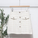 Small Scented Coarse Flowers, The Short Skirt 2025 Autumn And Winter Korean Version Of The Small Man A-Word Bag Hip Lattice Half-Dress 8891 HZ1208