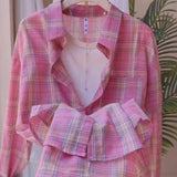 2025 Summer New Sunscreen Thin Plaid Shirt Women Loose Long-Sleeved Design Sunscreen Women Wear Outside HZ1208