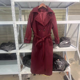 Z2025 Autumn New Female Retro Leisure Double Buckle With Belt Long Hair Coat HZ1208