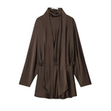 Z2025 New Fashion Temperament Women's Silk And Fern Texture Scarf Dress 4661215 HZ1208