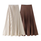 New Women's Clothing Simouflide Stew Stew Stew Folding Skirt High Waist-Hanging Long Dress HZ1208