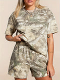 New Summer 2025 Summer Camouflage Shorts Comfortable Fashion Casual Two-Piece Women's Suit HZ1208