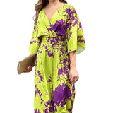 2025 New Women's Wear In Fashion Elegant Print Bat Sleeves V-Neck Women's Jumpsuit Women 661 HZ1208