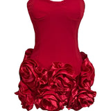 Sexy Women's New Sleeveless Bra Menscic Hem Flower Miniskirt HZ1208