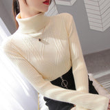 High-Necked Sweater Women's Autumn And Winter Set-Up Bottom Shirt 2025 New Fashion Knitting Top HZ1208