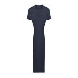 Women's Clothing 2025 Autumn And Winter New Fashion Temperament Collar Ribs Knitted Dress HZ1208