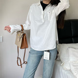 2025 New French High-End White Shirt Early Spring Women's Loose Shirt Temperament Long-Sleeved Top HZ1208