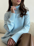 Hot Selling Solid Women's Knitting Knitting Jacket High-Collar Sweater Loose 066 HZ1208