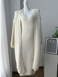 2025 Autumn And Winter Hot Sweater Set Women Loose Long Version Thicker Cardigan + V Collar Vest Skirt HZ1208