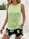 2025 New Fashion Casual Pure Color Vest Shorts Set HZ1208