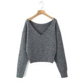 New Temperament Gray V-Neck Long-Sleeved Knitwear In Autumn 2025 + High-Waisted Knitted Half-Dress Suit HZ1208