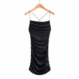 [Monthly Sales Of 100,000] Suspension Dress Woman 2025 Summer Sexy Hot Girl Sleeveless Wrinkles Ass Short Skirt HZ1208