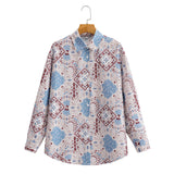 2025 Women's Printed Casual Shirt + Wide Leg Trousers Set 1769 HZ1208