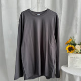 Spring 2025 New Hot Pure Color Long-Sleeved T-Shirt Women Loose Cotton Collar Base Top HZ1208