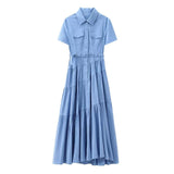 Spring New Belt Shirt-Style Splicing Dress 2240371 HZ1208
