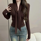 2025 Autumn And Winter Dress Alone Special Tight Bottom Shirt Top Dress Small Design Solid Color Long Sleeves With T-Shirts HZ1208