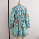 2025 Women's Long-Sleeved V-Neck Positioning Floral Dress 6839 HZ1208