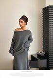 New Elegant Knitted Suit Women's Shoulder Sweater Tops In Autumn And Winter 2025 HZ1208