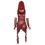 2025 New Halloween Cos Red Collar Hooded T-Shirt Women's Lotus Side Irregular Sleeves Thin Top HZ1208