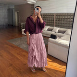 2025 Spring And Autumn New 100 Folded Wrinkles Skirt Hot Soft Half Dress In Wind HZ1208