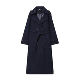 Z2025 Autumn New Female Retro Leisure Double Buckle With Belt Long Hair Coat HZ1208