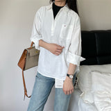 2025 New French High-End White Shirt Early Spring Women's Loose Shirt Temperament Long-Sleeved Top HZ1208