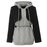 25 New Splicing Colliding Color Fake Two-Piece Chain Can Be Waist Hooded Jacket Dress 1626 HZ1208