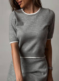 2025 Spring/Autumn Festival New Women's Clothing Small Aroma Style Knitted Shirt Three-Piece Dress HZ1208