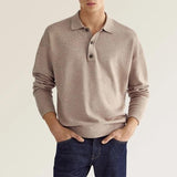 2025 Wish Autumn Long-Sleeved V-Neck Button Men's Casual Polo Shirt HZ1208