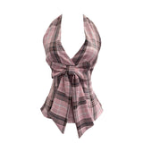 2025 New Bow Design V-Neck Sexy Hanging Neck Sling Vest Sleeveless Top 9237 HZ1208