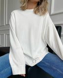 2025 Thread Cuffs Pure Cotton T-Shirt Women 220G Knitted Loose Long-Sleeved Top Hot Ins Wind HZ1208