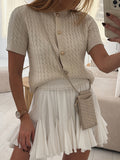 Summer New Women's INS Burst Style Knitted Short-Sleeved Short-Sleeved Shirt HZ1208