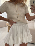 Summer New Women's INS Burst Style Knitted Short-Sleeved Short-Sleeved Shirt HZ1208
