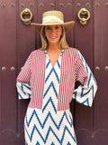 Women's New Striped V-Neck Dress Women's Summer Loose Casual Dress HZ1208