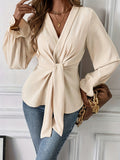 New Elegant V-Neck Long-Sleeved Shirt Autumn Shirt HZ1208