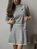 2025 Spring/Autumn Festival New Women's Clothing Small Aroma Style Knitted Shirt Three-Piece Dress HZ1208