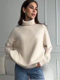 Autumn And Winter Pure Color Turtleneck Sweater Hot Selling Burst Comfortable Loose Basic Jacket Sweater Woman HZ1208
