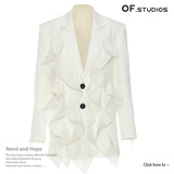 25 Spring New Superweight Workers Splicing Pressure Folded Fairy Suit Coat Top Female 1561 HZ1208