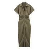 Summer New Linen Folding Waist Dress 2782723 HZ1208