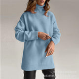 New High-Necked Sweater For Autumn/Winter 2025 Women Selling Open-Fork Knitted Shirt Design Soft Tops Ins HZ1208