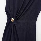 Spring New Gold Styling Sleeveless Denim Fan Dress 2025576 HZ1208