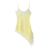 Z New Female V-Neck Lace Decoration Asymmetric Sling Dress 5919200 HZ1208