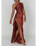 New Fashion Irregular Sleeve Slanted Shoulder High-End Evening Dress HZ1208