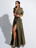 Small Personality Out-To-Shoulder Design Work-In-Sense Dress Women's Summer High-End Zipper (Including Belt) HZ1208