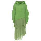 25 New Wave Shape Irregular Splicing Pressure Folded Two-Piece Dress Dress 1553 HZ1208