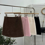 Real Shooting Pink Hair This Dress Girl Autumn And Winter High Waist A-Buffed Short Skirt Anti-Light One-Step Skirt 8871 HZ1208