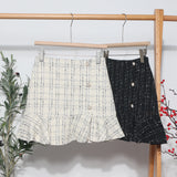 2025 New Autumn And Winter Lattice Coarse Flowers Of The Half-Body Skirt High Waist A Word-Bow Irregular Fishtail Skirt 8876 HZ1208